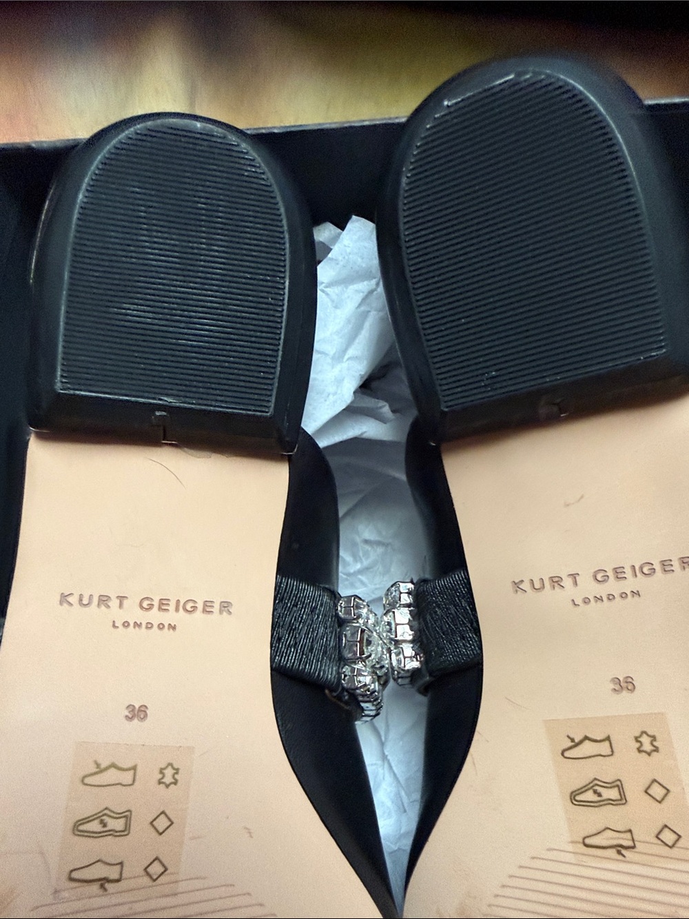 Kurt Geiger Black Crystal Strap Pointed Mules size EUR36 - US 6 - Picture 5 of 6
